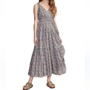 Lucky Brand beachy breezy maxi dress tiered floral cotton small